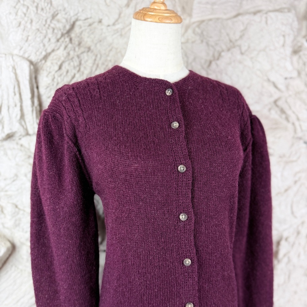 Ralph Lauren Blue Label c. 1980s Wool Cardigan Sweater Bordeaux | M - Picture 2 of 6
